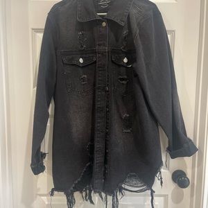 Distressed Black Jean Jacket